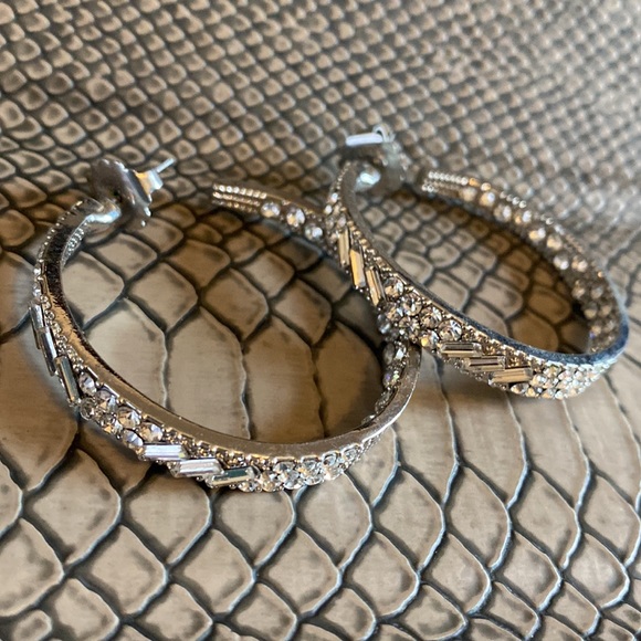 Clear Crystal Hoop Earrings - Picture 1 of 4